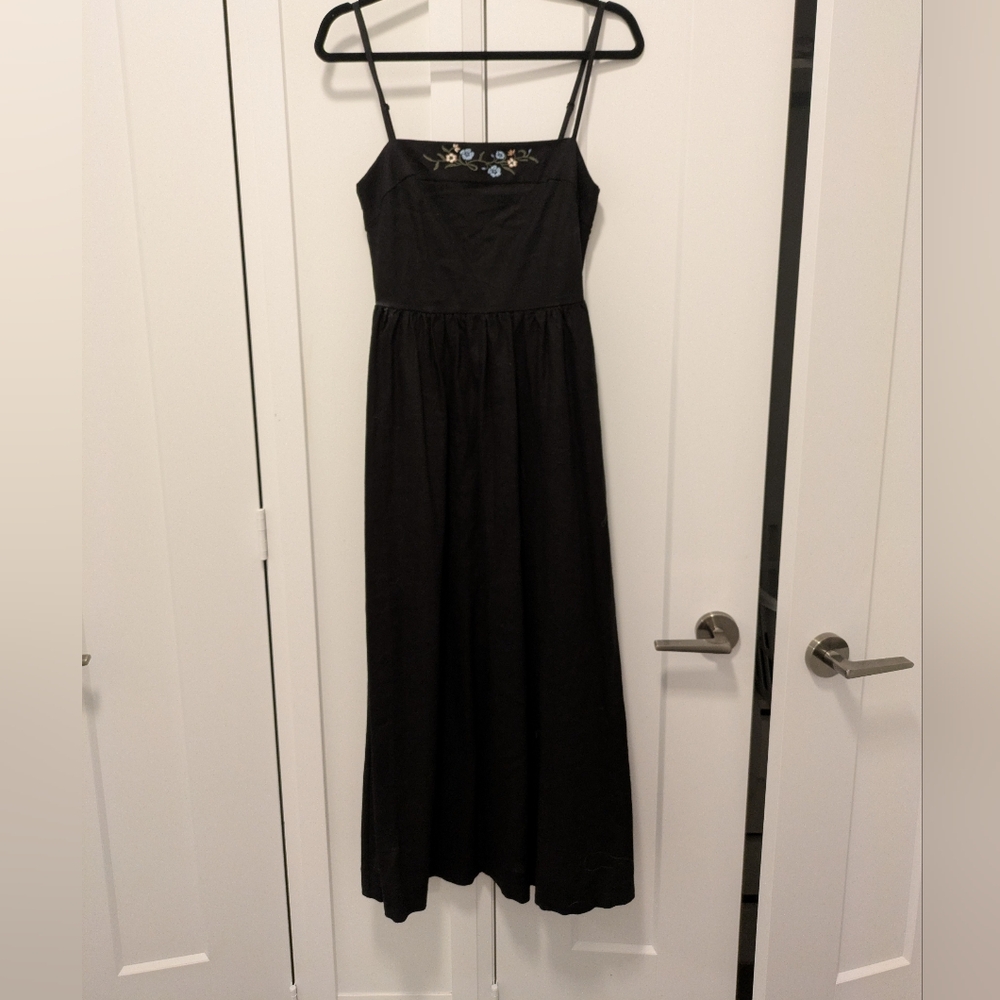 Linen Blend Midi Dress